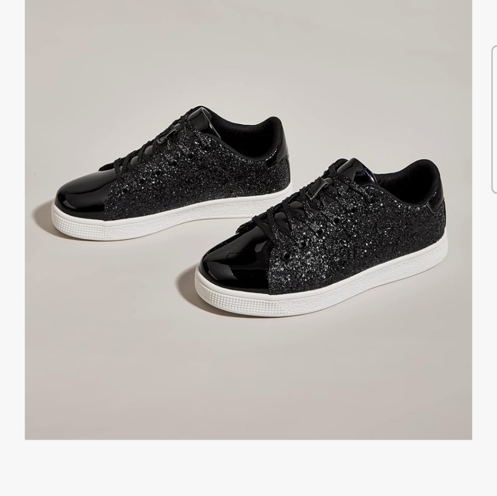 Elegant Black Glitter Women's Sneakers